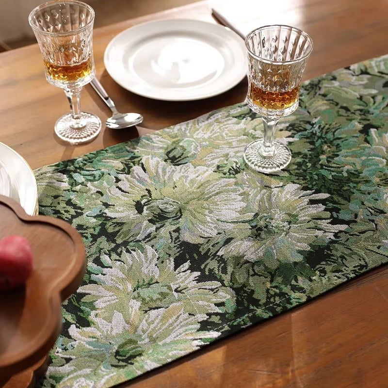 Bluejw High Quality Floral Table Runner Jacquard Monet Gardens Tablecloths and Table Runners for Parties - Image 3